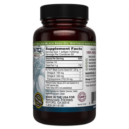 Premium Black Seed Oil 1250mg - Health 2000